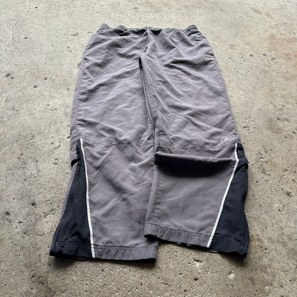 Reebok RBK Mens Gray Nylon Track Pants Size Large Elastic Waist Athletic Joggers